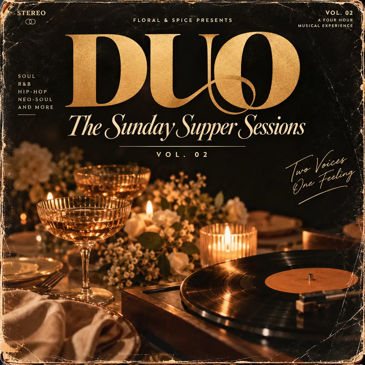 Sunday Supper Sessions vinyl-inspired playlist artwork for DUO